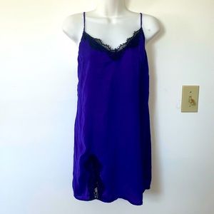 Out from Under UO Purple Slip Dress Black Lace